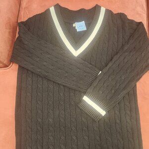 V-Neck Cable Knit Sweater Dress